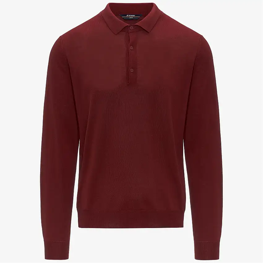 Maglione in misto lana merino rosso da uomo con colletto polo
