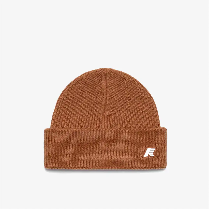 Berretto unisex in lana a coste da pescatore arancione