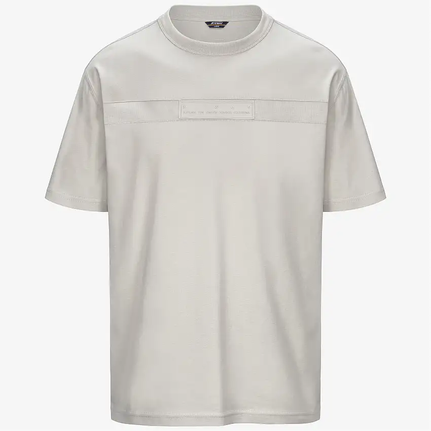 T-shirt casual da uomo beige con applicazioni in silicone stampate