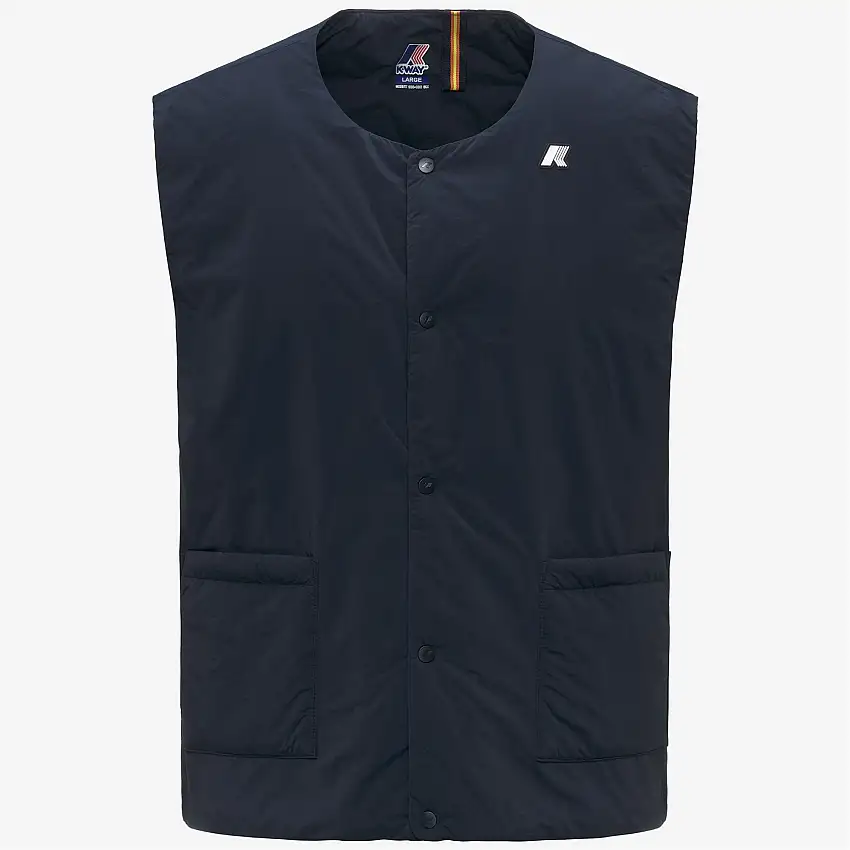 Gilet isolante ecologico da uomo blu con design trapuntato