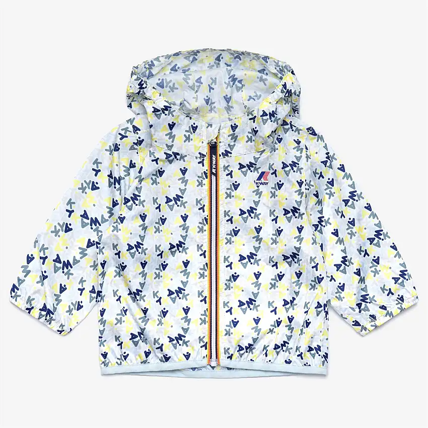 Giacca impermeabile ripiegabile unisex blu per bambini con grafica