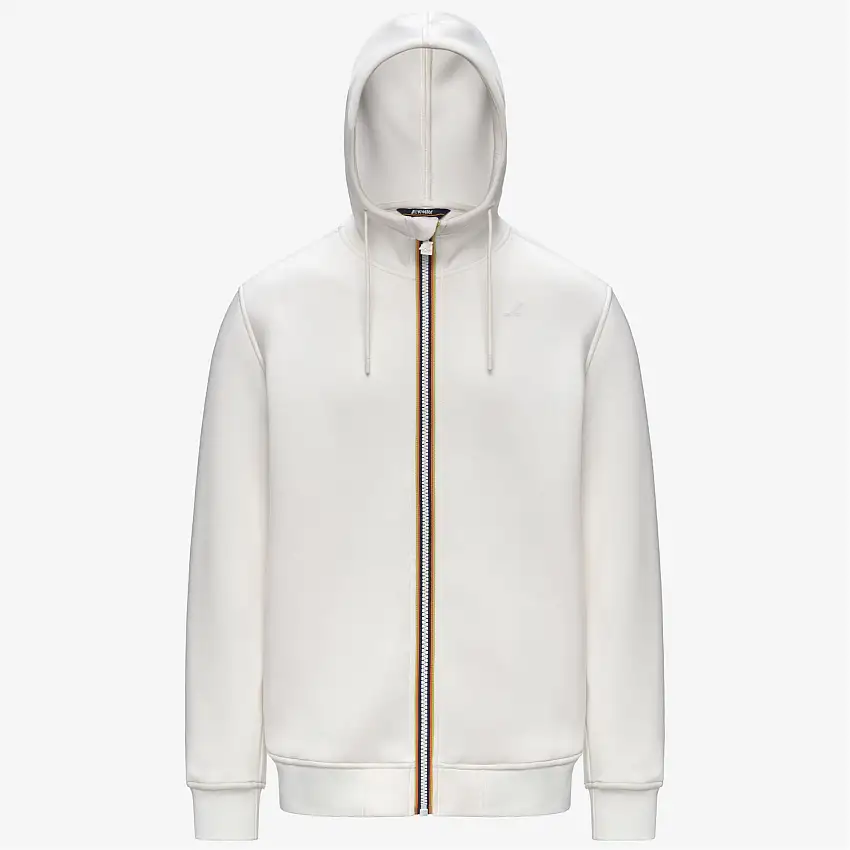 Giacca in pile bianca da uomo con cappuccio regolabile