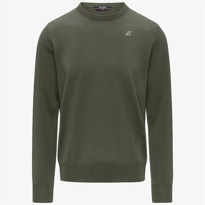 Maglione girocollo in lana merino verde salvia da uomo