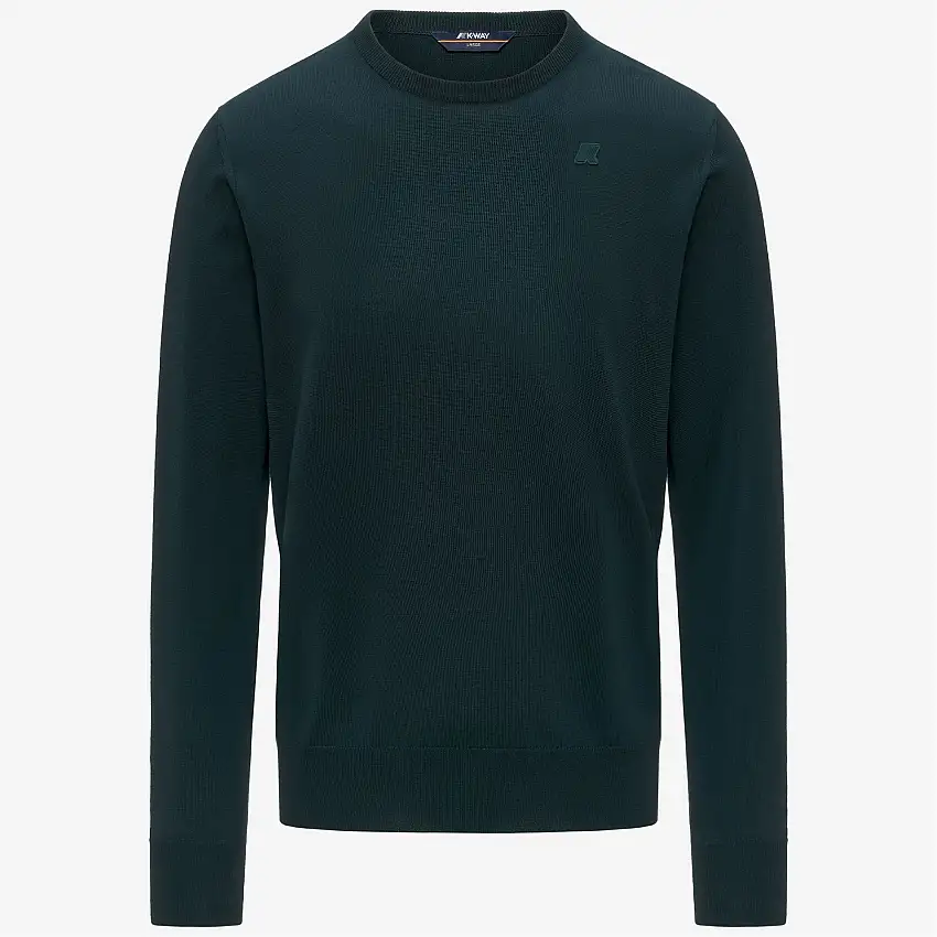 Maglione girocollo in lana merino verde Ponderosa da uomo