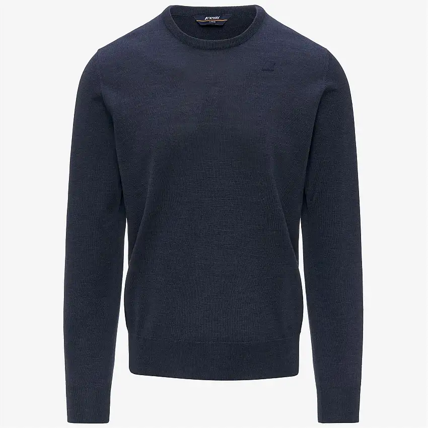 Maglione girocollo in lana merino blu sbiadito da uomo