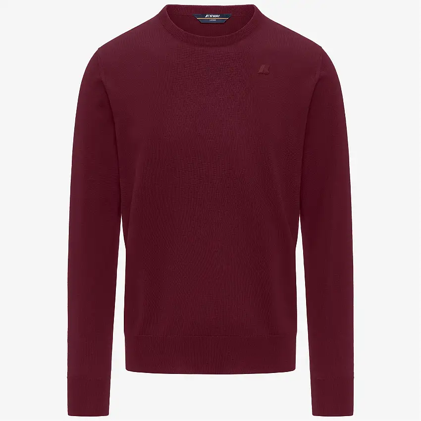 Maglione girocollo in lana merino rosso da uomo