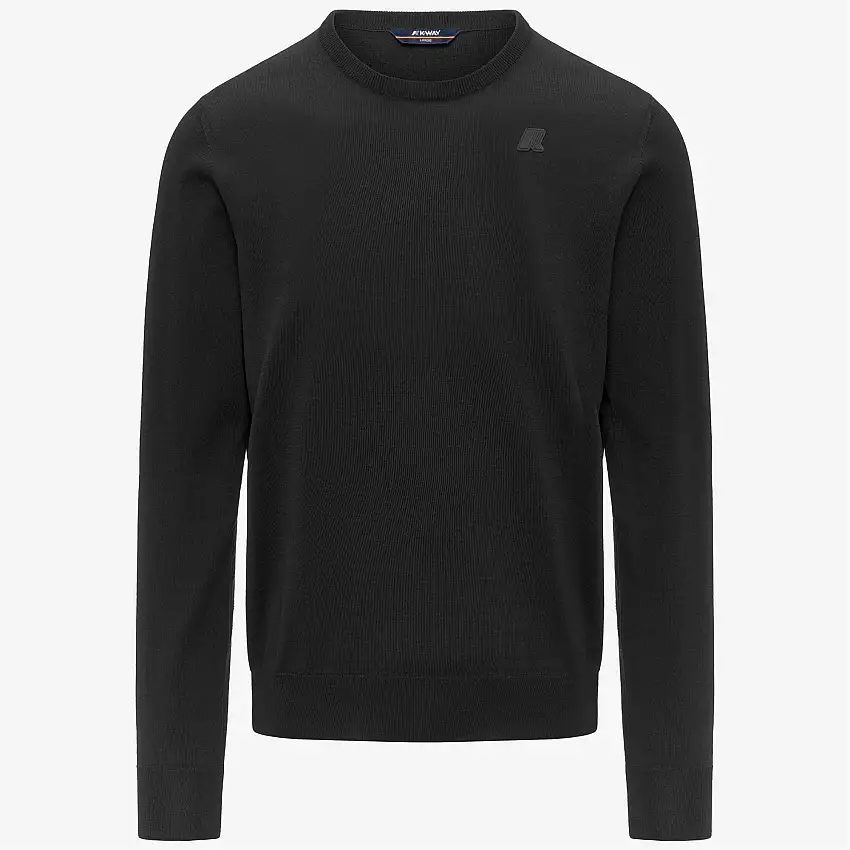 Maglione girocollo in lana merino da uomo nero