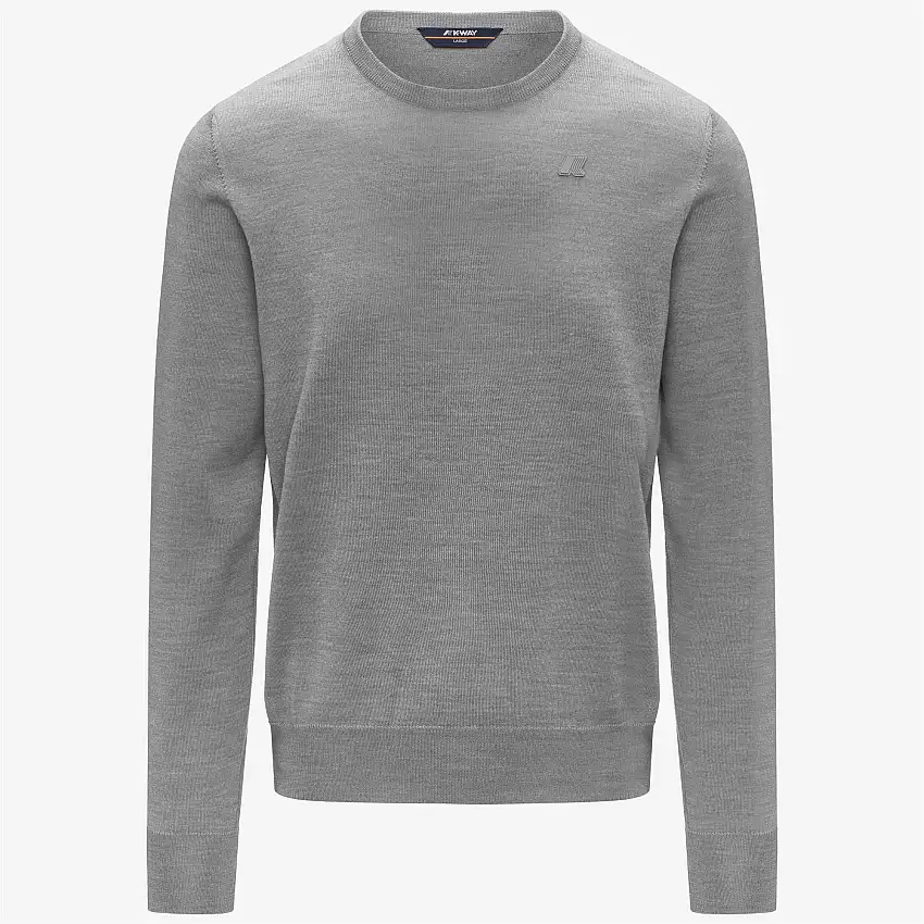 Maglione girocollo in lana merino beige da uomo