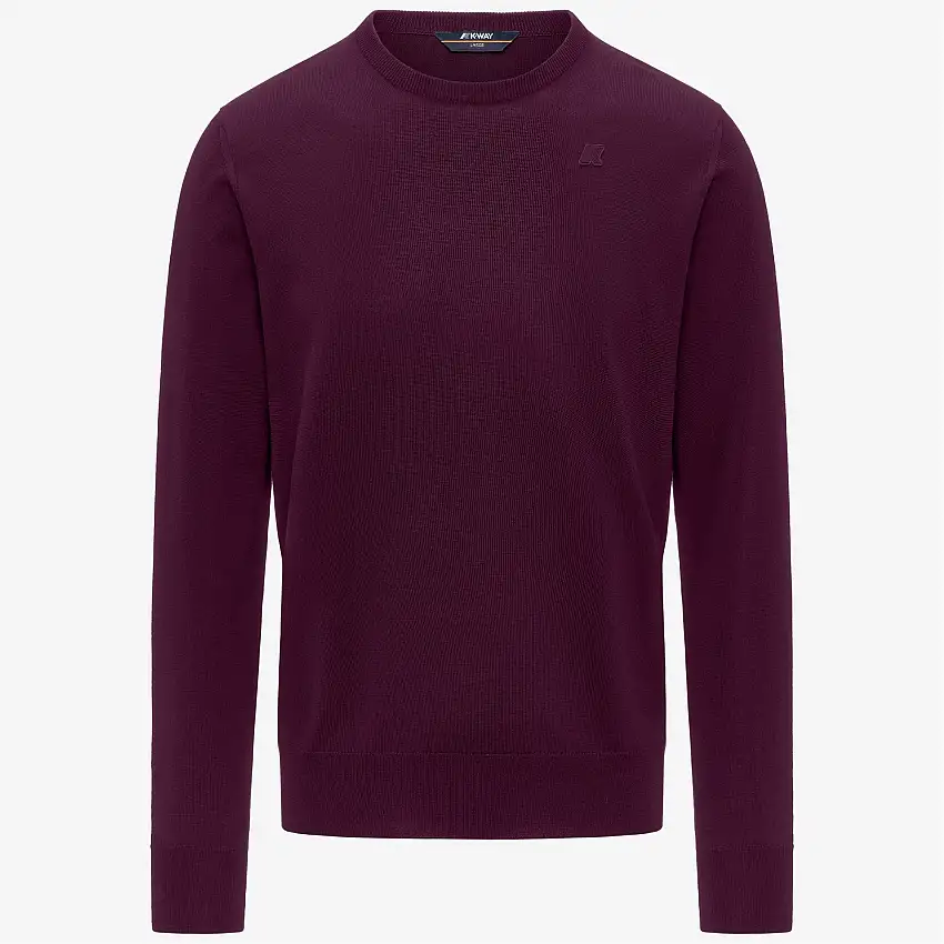 Maglione girocollo in lana merino viola da uomo