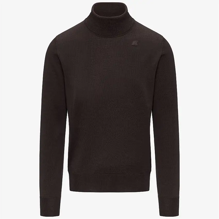 Maglione dolcevita in lana merino da uomo color caffè nero