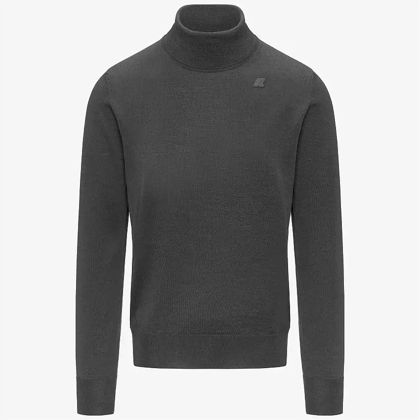 Maglione a collo alto in lana merino grigio da uomo