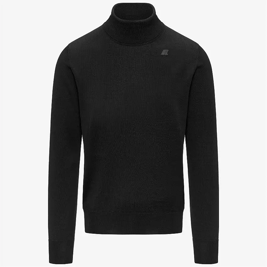 Maglione a collo alto in lana merino da uomo nero