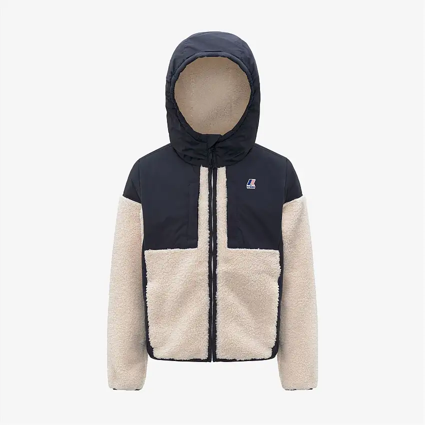 Felpa con cappuccio in pile caldo unisex blu per bambini con cerniera e tasche