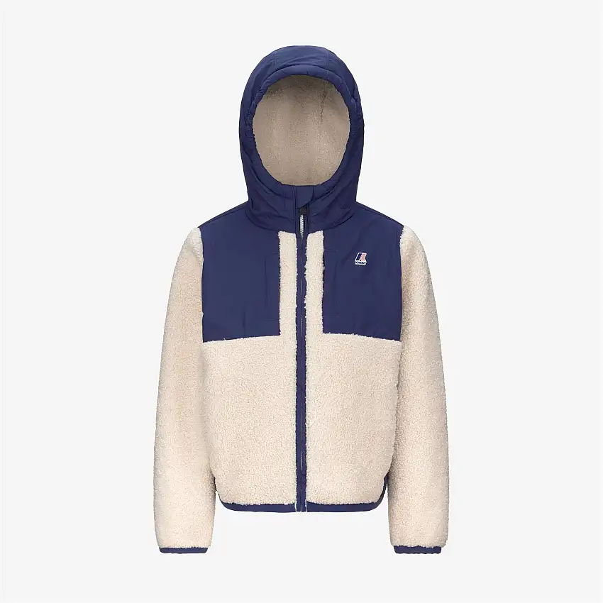 Felpa con cappuccio in pile con cerniera intera unisex per bambini, blu cobalto intenso