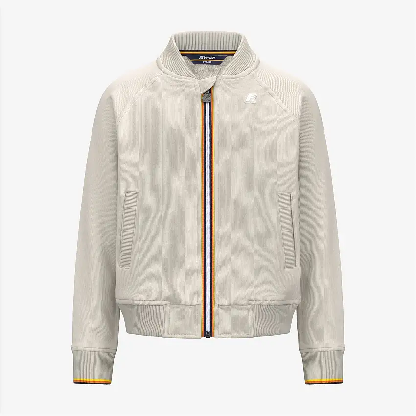 Giacca in pile French Terry beige per bambino con chiusura a zip