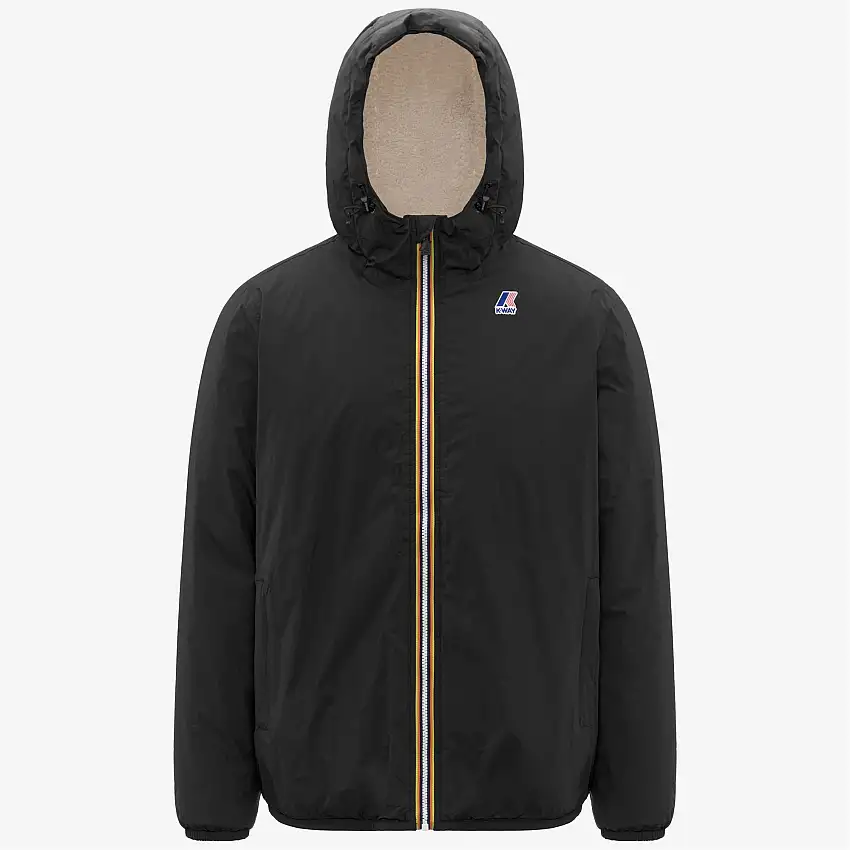 Giacca isolante nera unisex da mezza stagione con cappuccio e tasche