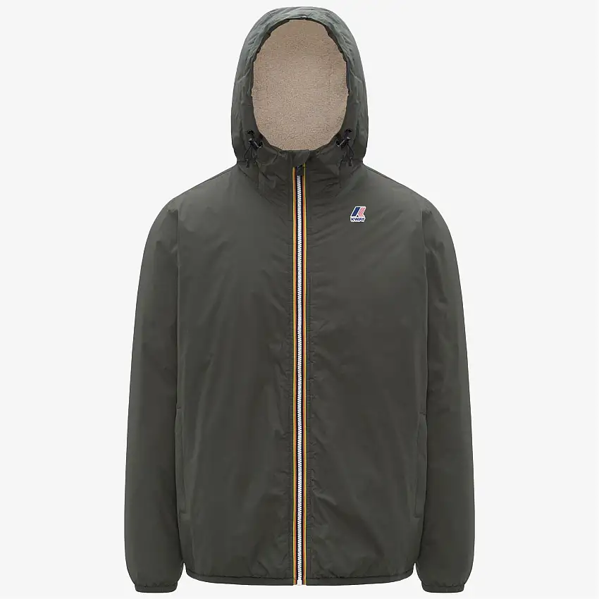 Giacca impermeabile unisex di mezza stagione verde nerastra con imbottitura