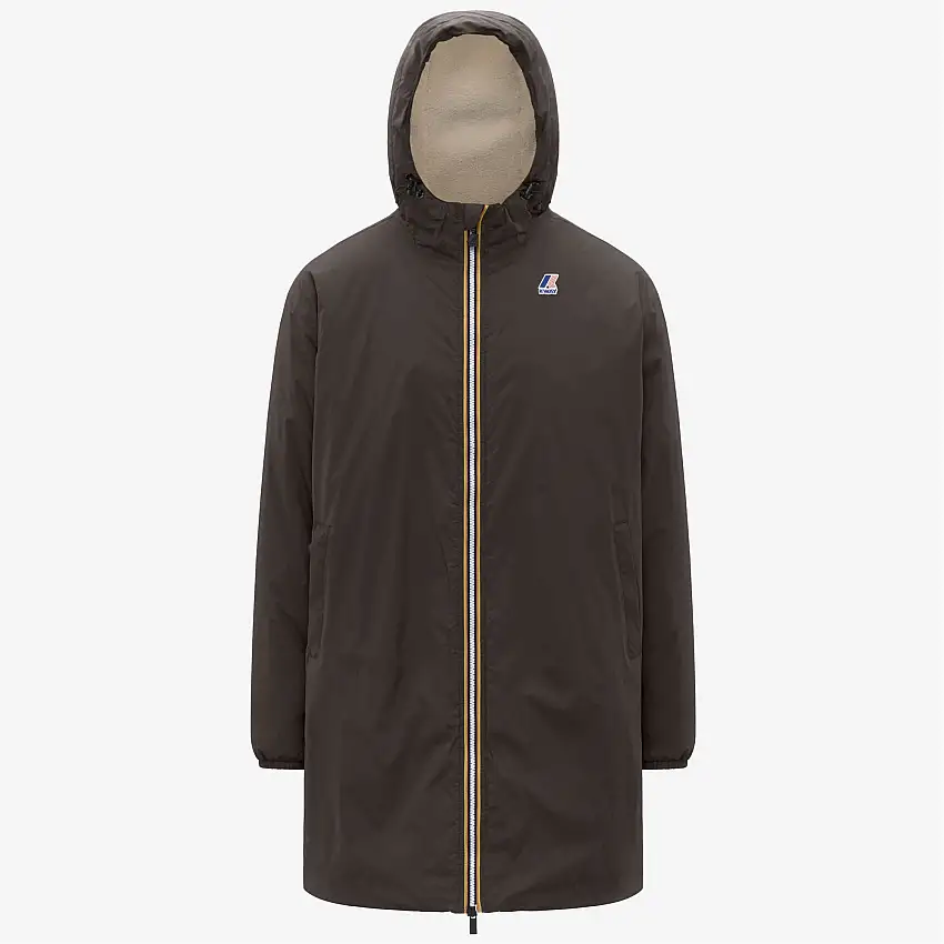 Giacca impermeabile unisex nera oliva a 3/4 di lunghezza