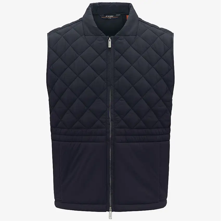 Gilet casual da uomo blu per la mezza stagione con imbottitura calda