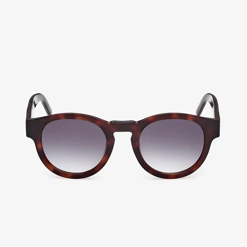 Occhiali da sole rotondi unisex marroni con aste spesse