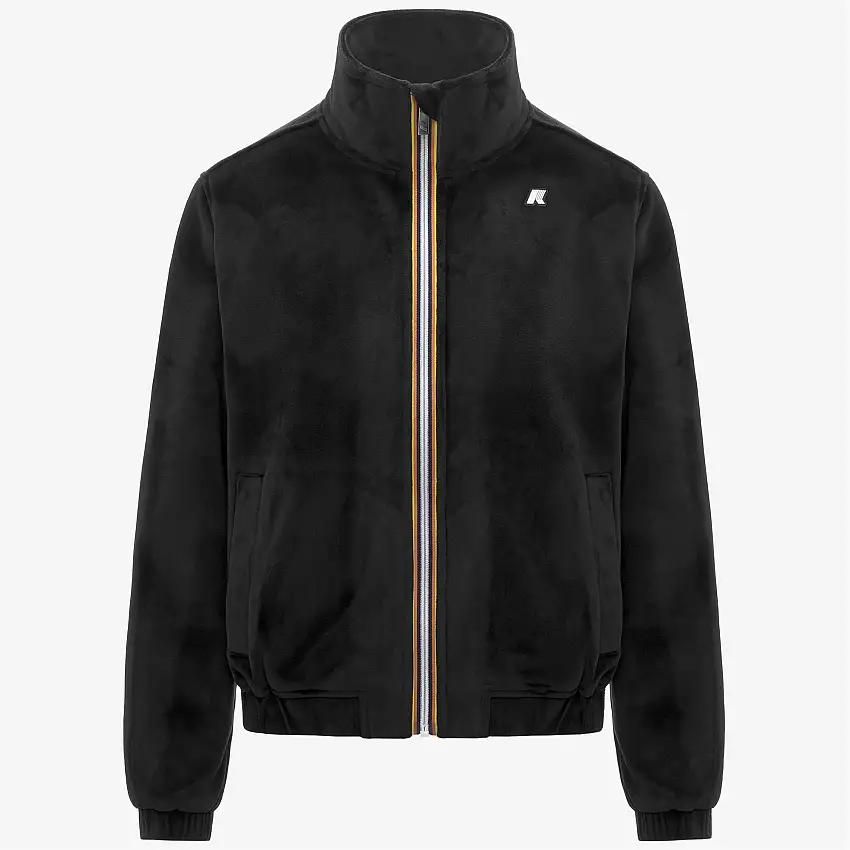 Giacca in pile di velluto nero da donna con tasche con cerniera