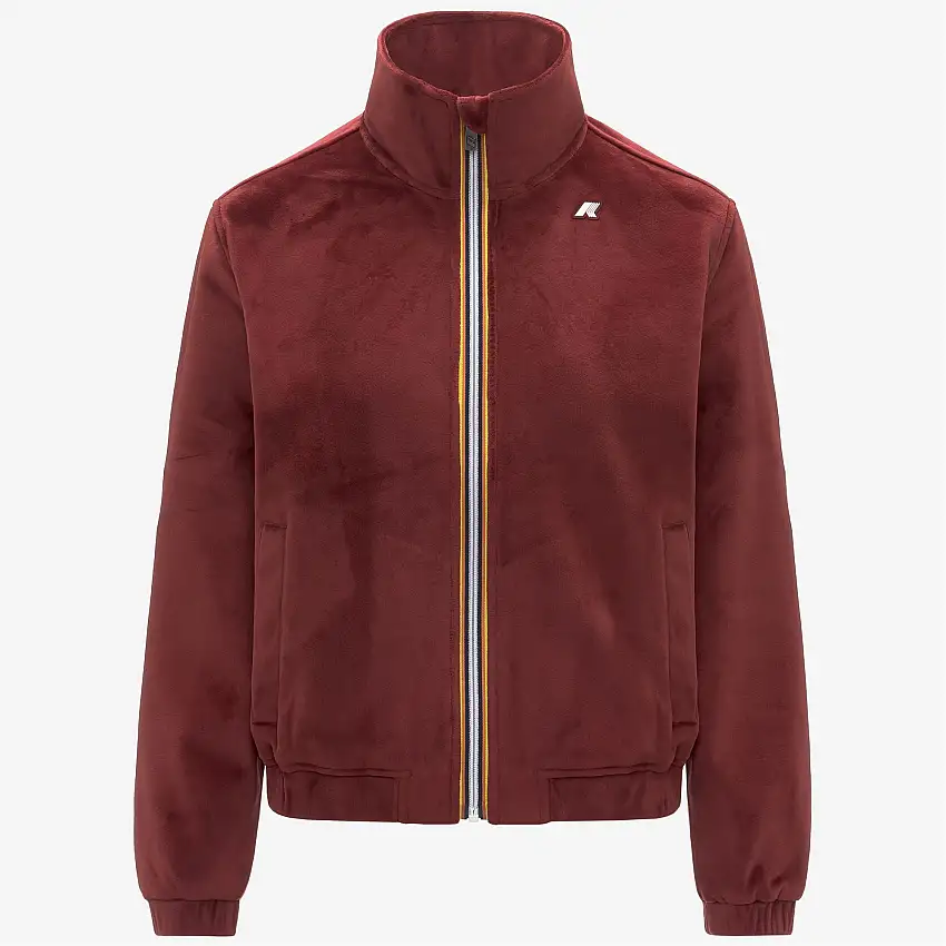 Giacca in pile di velluto rosso da donna con calore medio