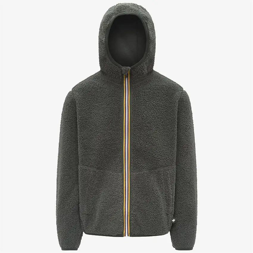 Giacca reversibile in pile polare Sherpa verde-nero da uomo