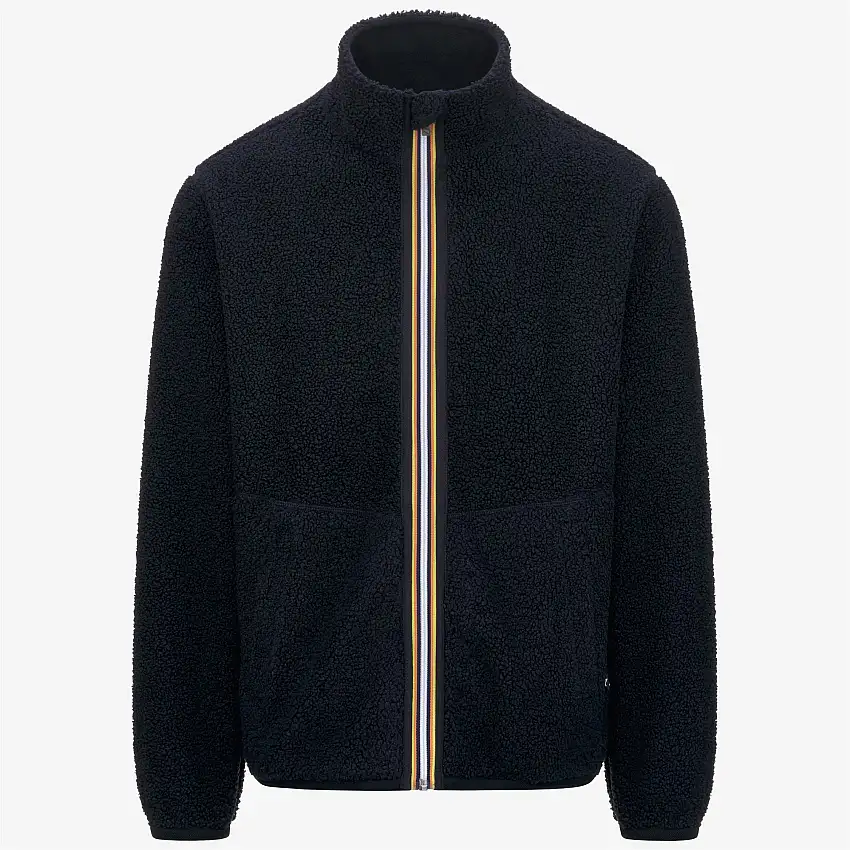 Giacca in pile reversibile blu da uomo con effetto sherpa