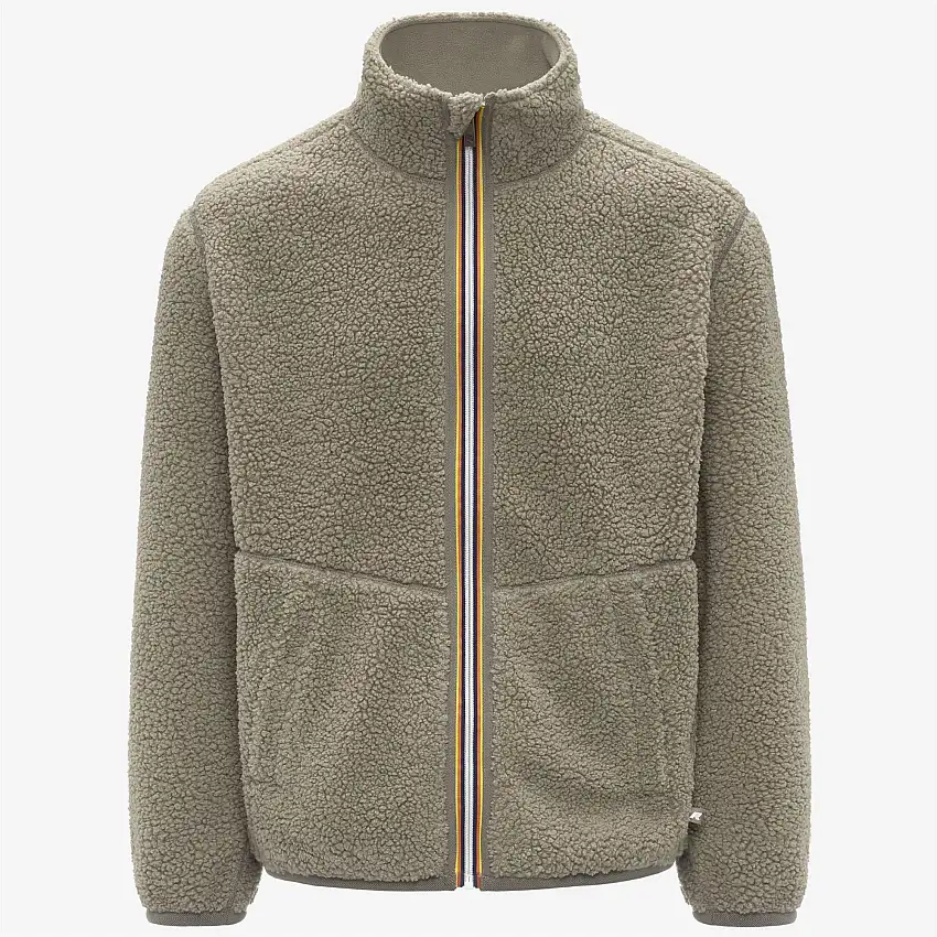 Giacca reversibile in pile verde da uomo con sherpa e pile polare