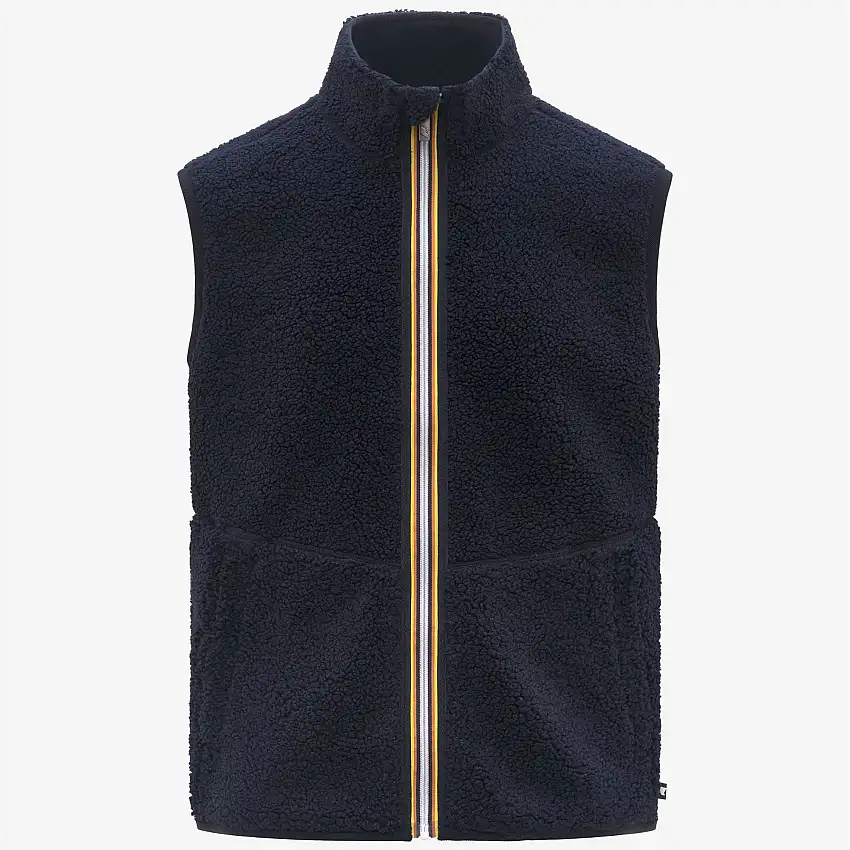 Gilet reversibile in pile e sherpa blu da uomo