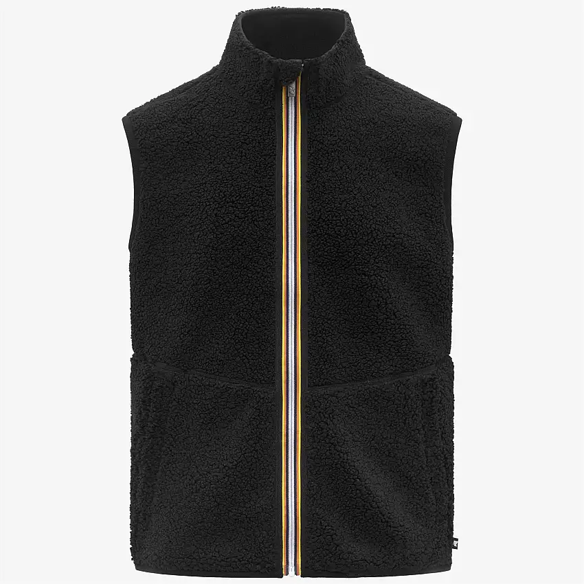 Gilet reversibile in pile Sherpa da uomo, colore nero