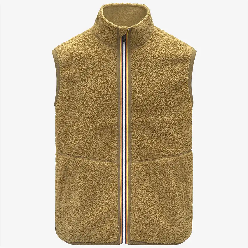 Gilet reversibile in pile Sherpa Polar da uomo beige
