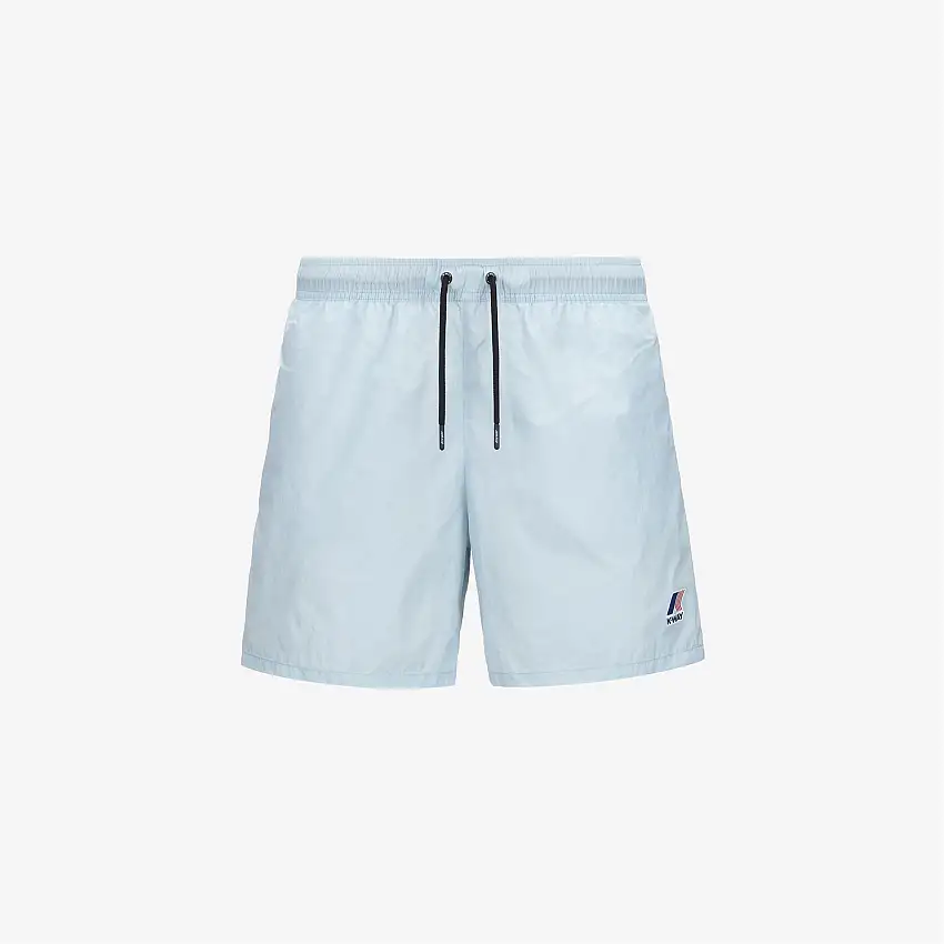 Costume da bagno da uomo ripiegabile azzurro con slip in rete