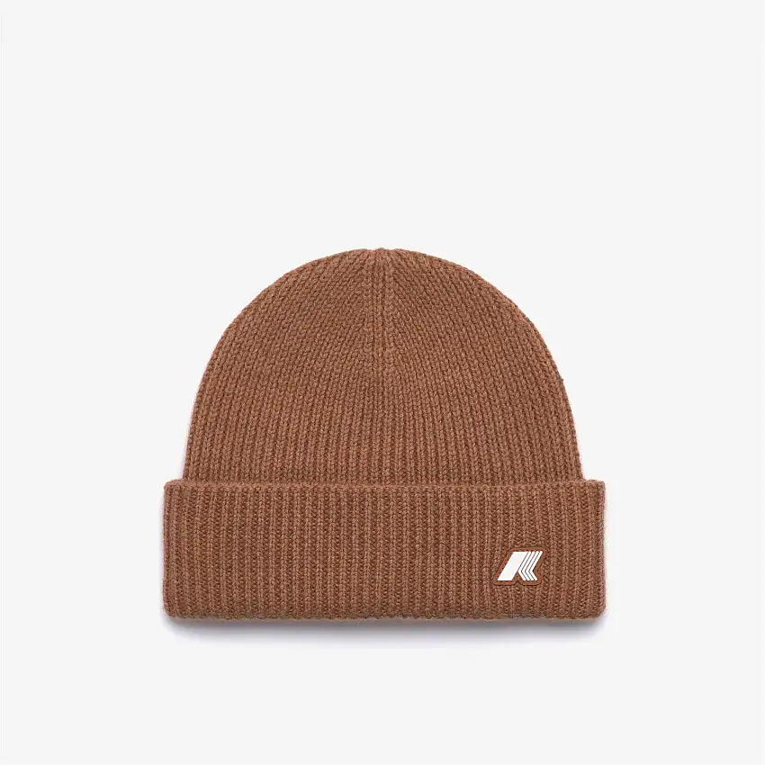 Berretto unisex arancione in lana con risvolto per bambini