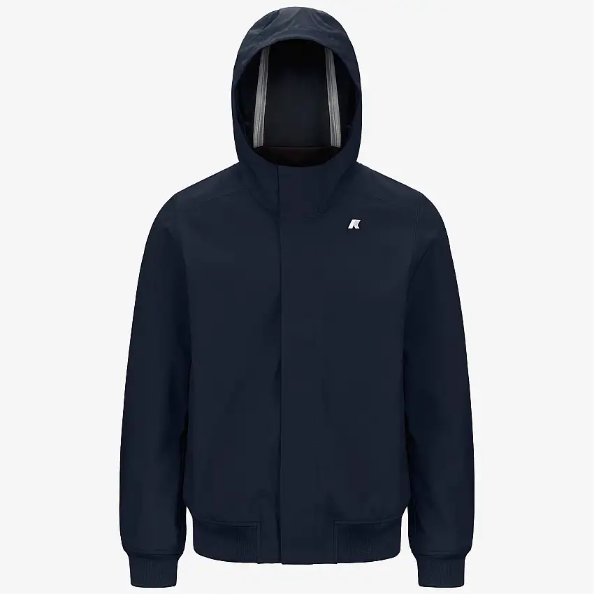 Giacca corta slim-fit casual da uomo blu con cappuccio