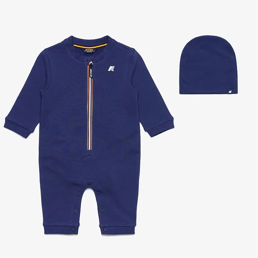 Completo tuta e cappello unisex in cotone blu scuro per bambini
