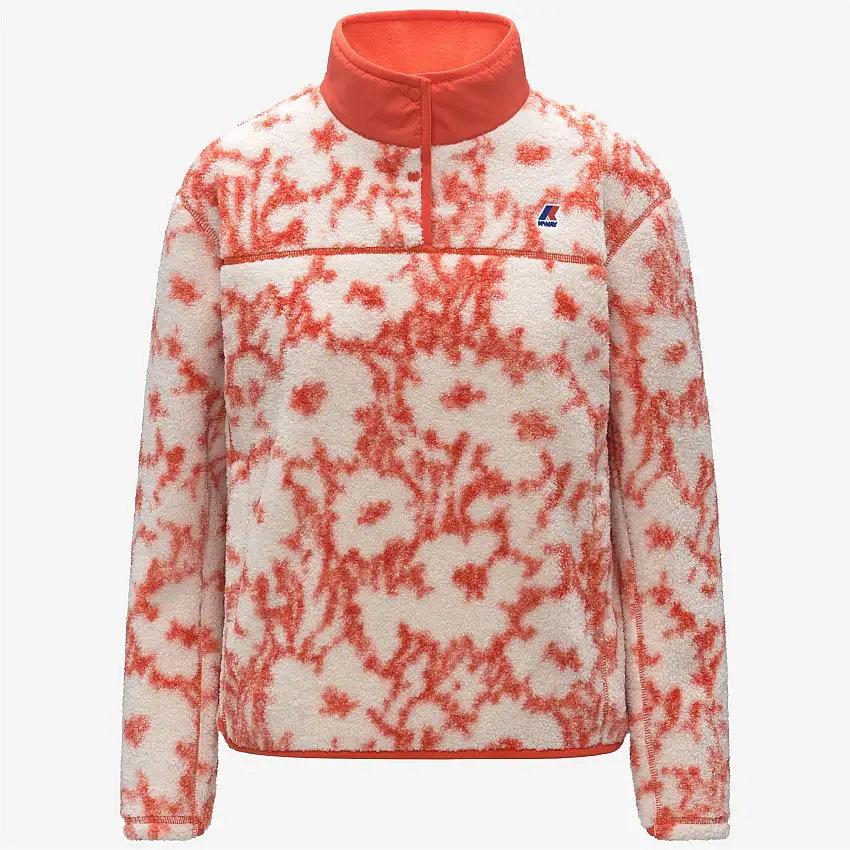 Felpa con stampa floreale in pile grigio ecrù da donna