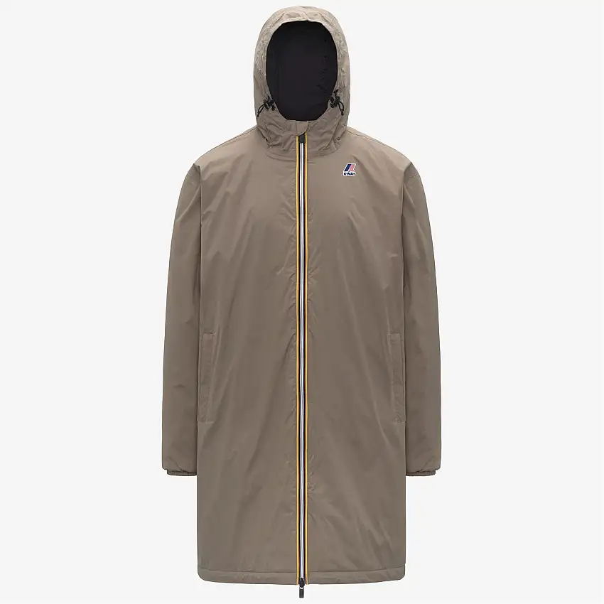 Giacca impermeabile unisex beige a 3/4 di lunghezza con imbottitura PrimaLoft