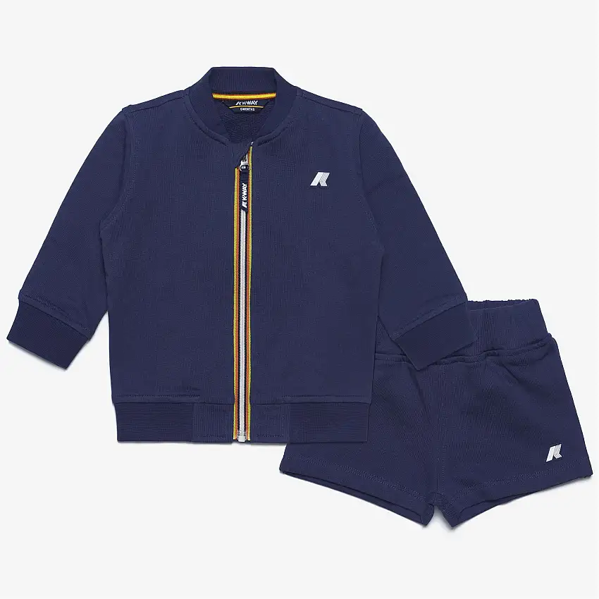 Completo felpa e pantaloni in spugna francese unisex blu scuro per bambini