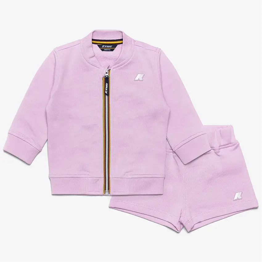 Completo felpa e pantaloni in spugna francese unisex viola per bambini