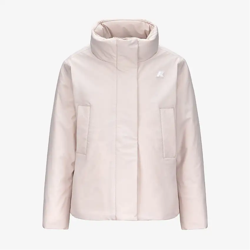 Giacca corta impermeabile grigia da bambina con cappuccio ripiegabile