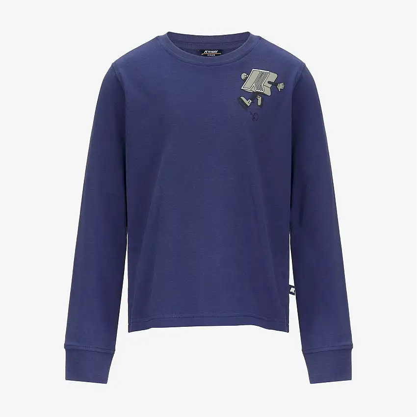 T-shirt leggera in cotone color cobalto intenso da bambino con dettagli sportivi