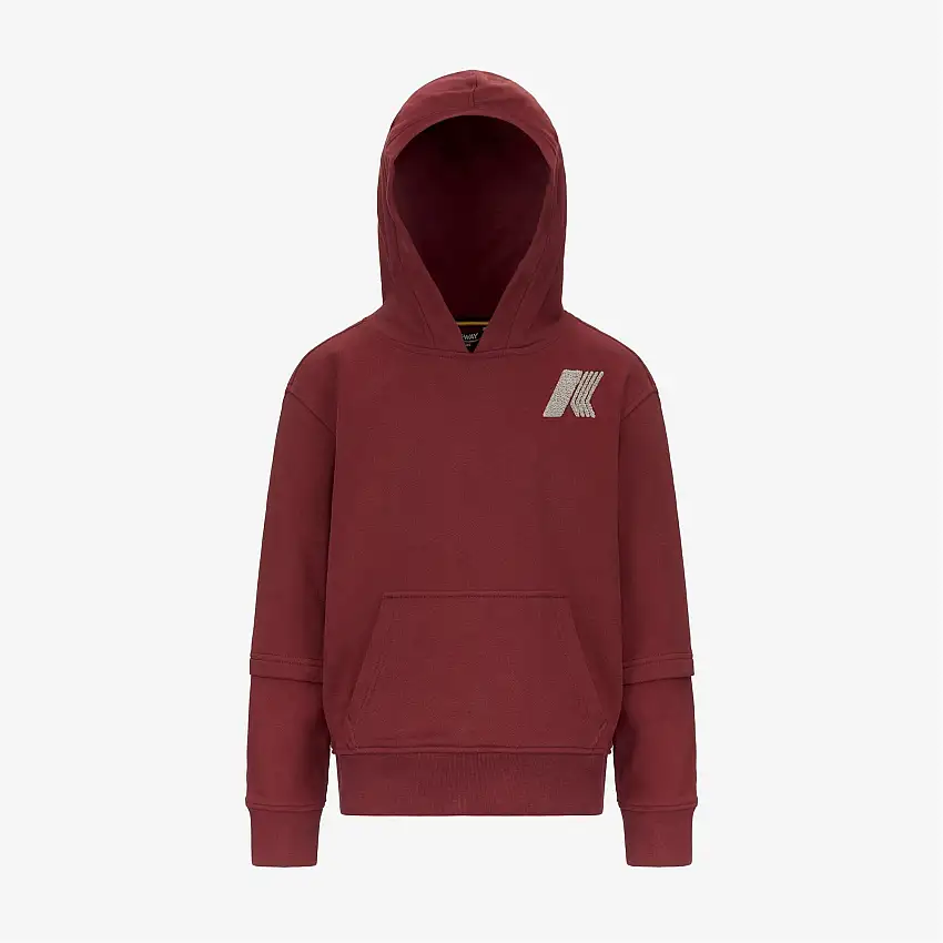 Felpa sportiva in pile rossa per ragazzi con tasca a marsupio