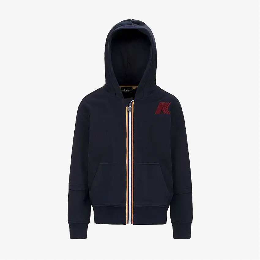 Felpa con cappuccio e zip intera blu per bambini, per sport e tempo libero