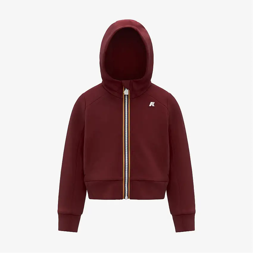 Felpa con cappuccio in pile con zip intera, tasche e tessuto elasticizzato, rossa per ragazze