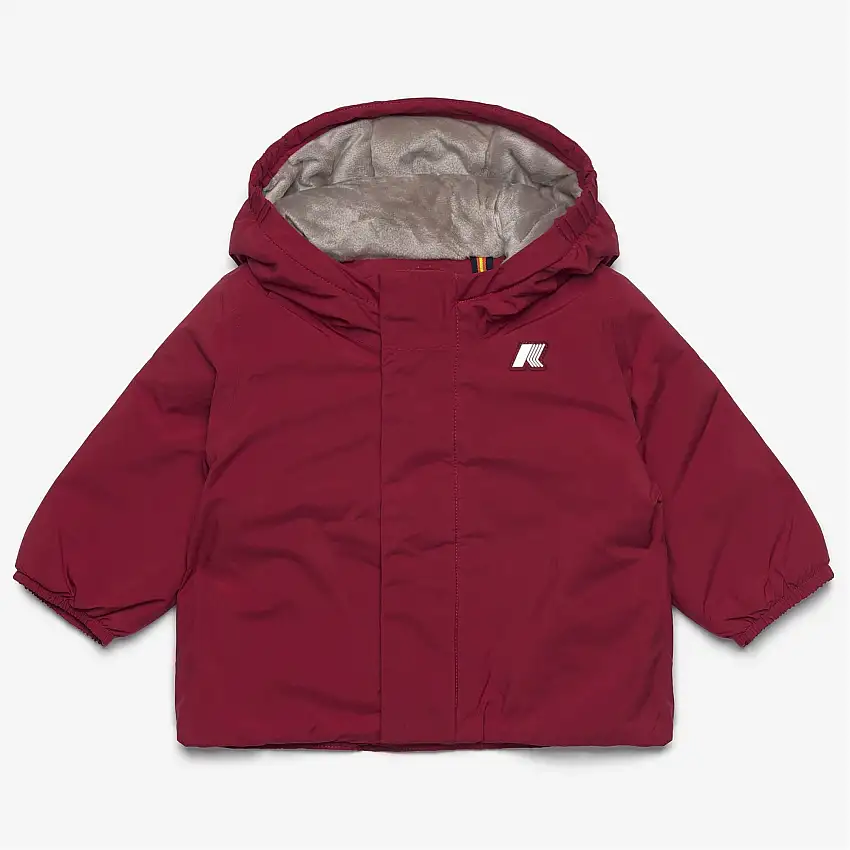 Giacca impermeabile corta unisex rossa per bambini con fodera in peluche