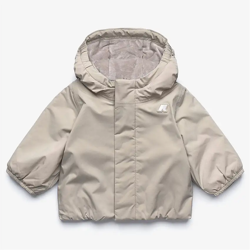 Giacca impermeabile corta beige per bambini con isolamento