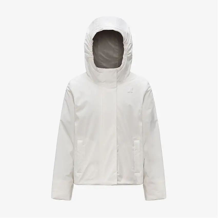 Giacca corta bianca da bambina in tessuto morbido al tatto