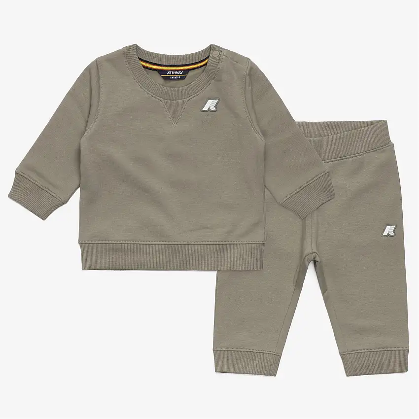 Completo pantaloni e maglione unisex verde per bambini