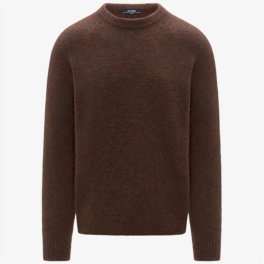 Maglione girocollo in maglia a trecce marrone da uomo